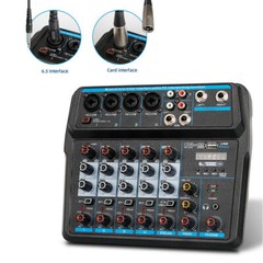 Professional Bluetooth 6 Channel Mixer Live Audio Sound Mixing Console USB 110V