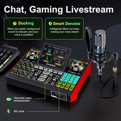 Podcast Equipment Bundle with Live Sound Card Audio Mixer, 3.5Mm Condenser Micro