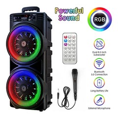 Dual 8.5“ Bluetooth Karaoke Party Speaker & Mic 1 Year Warranty NEW
