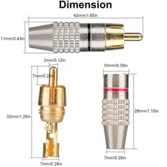Elechood 20Pack RCA Male Plug Solder, Gold Audio Video Cable Adapter