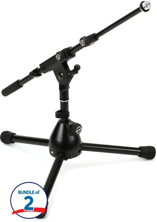 K&M 25950 Extra Low Profile Tripod Base Boom Mic Stand (2-pack)