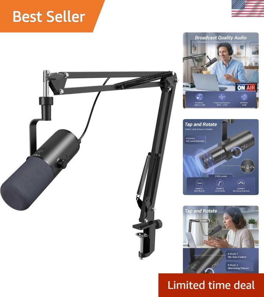 Cardioid XLR/USB Microphone for Streamers – AI Noise Reduction & Volume Control