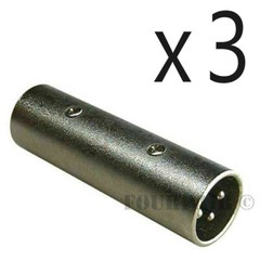 3 Pack – 3-Pin XLR Male to Male Plug Coupler Gender Changer Audio Mic DJ Adapter