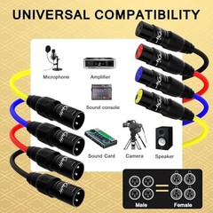 4-Channel XLR Snake Cables 4FT, 4 Colored XLR Male to Female Microphone Cable…
