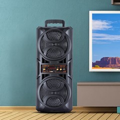 Dual 6.5″ Party Portable Bluetooth Speaker Heavy Bass Sound Remote FM LED Light