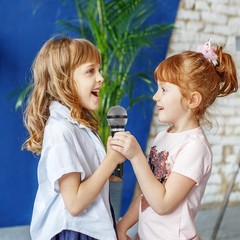 Dmopipp 2PCS Fake Microphone Prop, Plastic Pretend Play M/L, Black