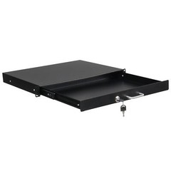 19″ 1U Steel Plate DJ Drawer Rack Case Equipment Cabinet with Keys Black