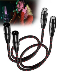 XLR Microphone Cable Braided Balanced Shielded Short XLR Cables 2Ft Feet 2 Pack