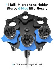 Etour Multi Microphone Holder Up to 6 Mics – Aluminum Mic Holder for Handheld…