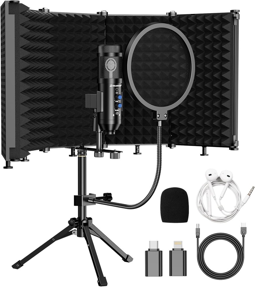 Upgraded Studio Recording Microphone with Isolation Shield & Pop Filter – Music