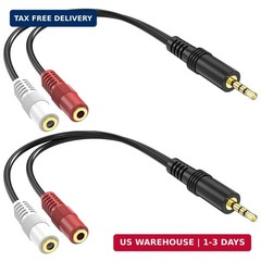 3.5mm Stereo to Dual Mono Cable, 2 Pack 6inch 1/8″ TRS Male to 2 TS Mono Female