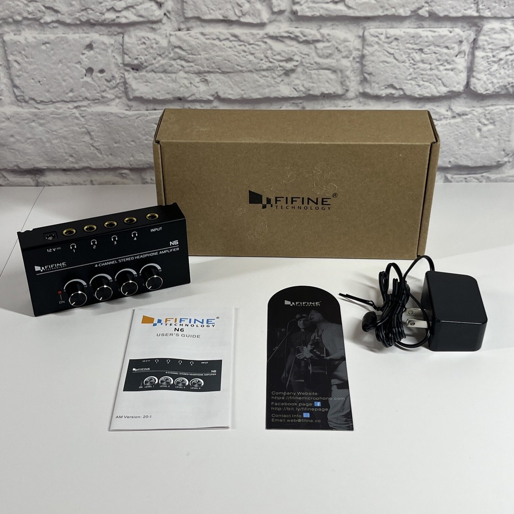 Fifine Headphone Amplifier 4 Channels Metal Stereo Audio Amplifier N6