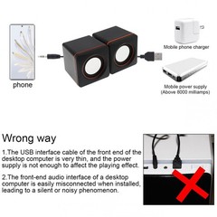 Mini USB Power Computer Speakers Stereo Full-Range 3.5mm Jack ,Fit PC Phpone