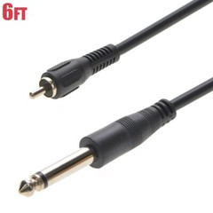 6FT 6.35mm 1/4″ TS Mono Male to RCA Male Guitar Instrument Audio Cable Black