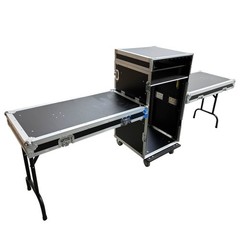 16U Shockproof Rack Case 3-Door w Mixer Shelf Heavy Duty Flight Case 19″ Rail