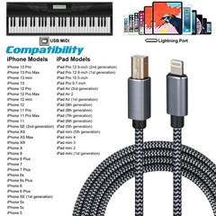 Lightning to MIDI Cable USB OTG Type B Cable for Select iPhone, iPad Models f…