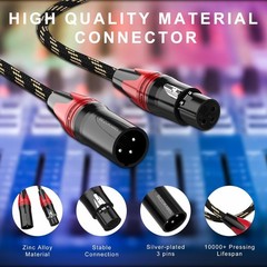 4-Pack XLR Cables 15ft – Microphone Speaker Nylon Braided