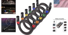 Durable 3ft XLR Braided Microphone Cables – 6-Pack with Noise Reduction Features