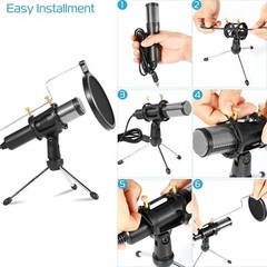 Professional Broadcasting Studio Recording Condenser Microphone Tripod Stand Kit