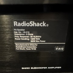 Amateur DJ or PA System- Radio Shack MPA-250B Amplifier And SA230 Sub Amp Plus…