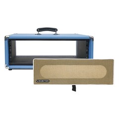 Sound Town Vintage 3U Amp Rack Case, 12.5″ Depth, Beau Blue (STVRC-3BL)