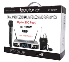 Boytone BT-104UM, UHF Wireless Dual HandHeld Microphone System/Digital Display