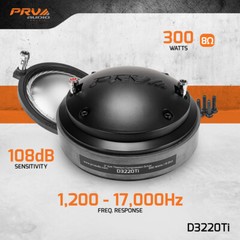 4x PRV D3220Ti Titanium Compression 2″ Driver 8 Ohm 300W + WGP14-50X Chrome Horn