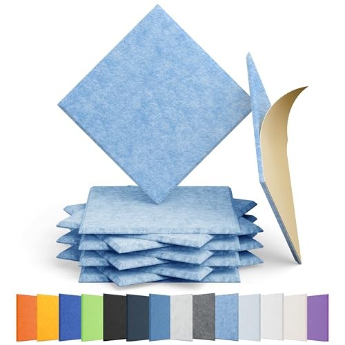 12 Pack Acoustic Panels Self Adhesive Sound Proof Square 12pcs Light Sky Blue
