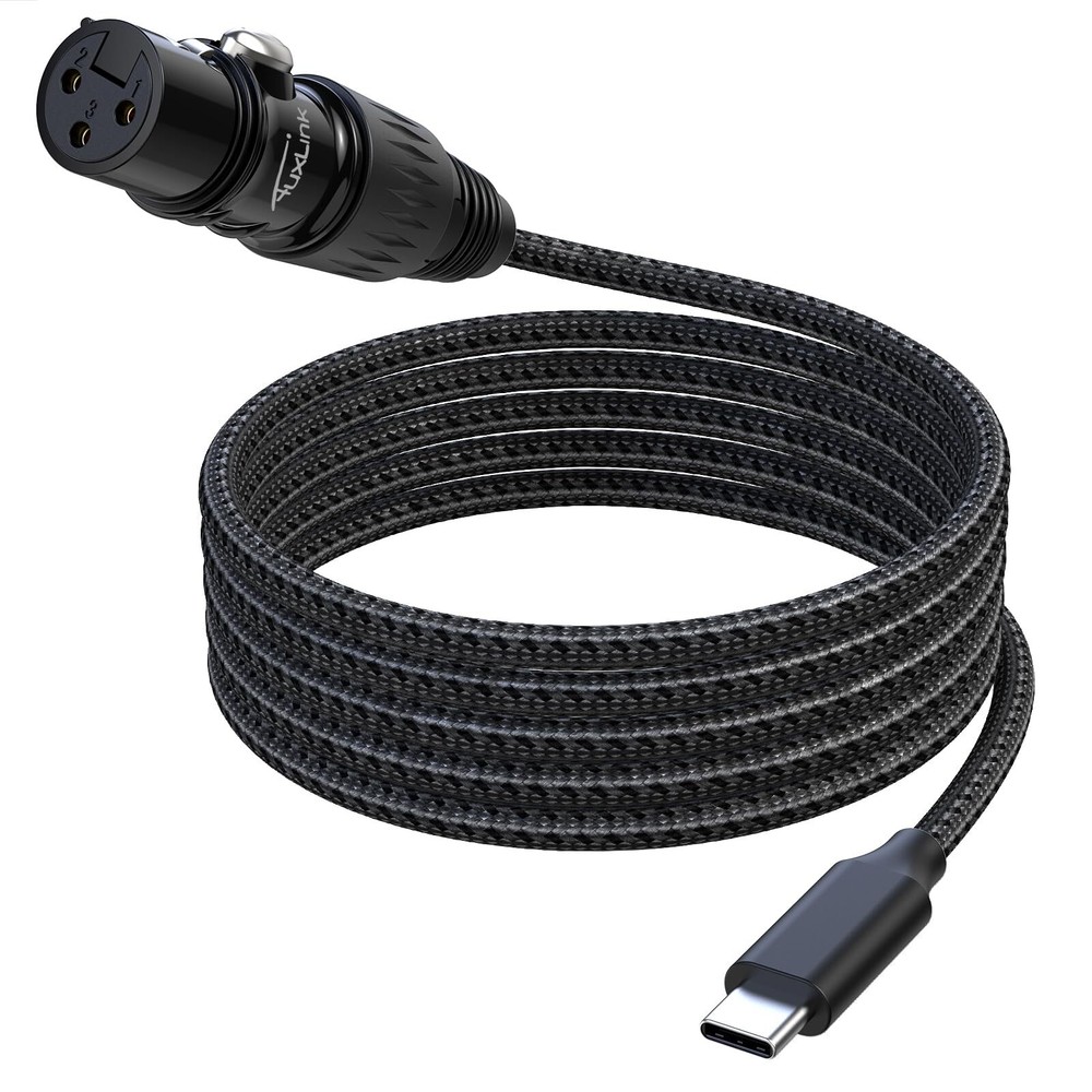 XLR to USB C Cable 6ft Braided Microphone Cable for iPhone & Android