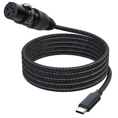 XLR to USB C Cable 6ft Braided Microphone Cable for iPhone & Android