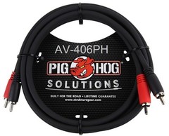 6ft PigHog Dual-RCA Male to Male Molded Plugs DJ/Mixer/Stereo Audio Cable
