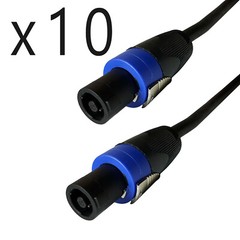 10 Pack 10ft Speakon Compatible Amp DJ PA Speaker Cable 2 Conductor 12 Gauge AWG