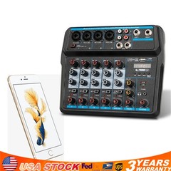 6Channel Live Audio Mixer Bluetooth USB DJ Sound Mixing Console Amplifier Studio