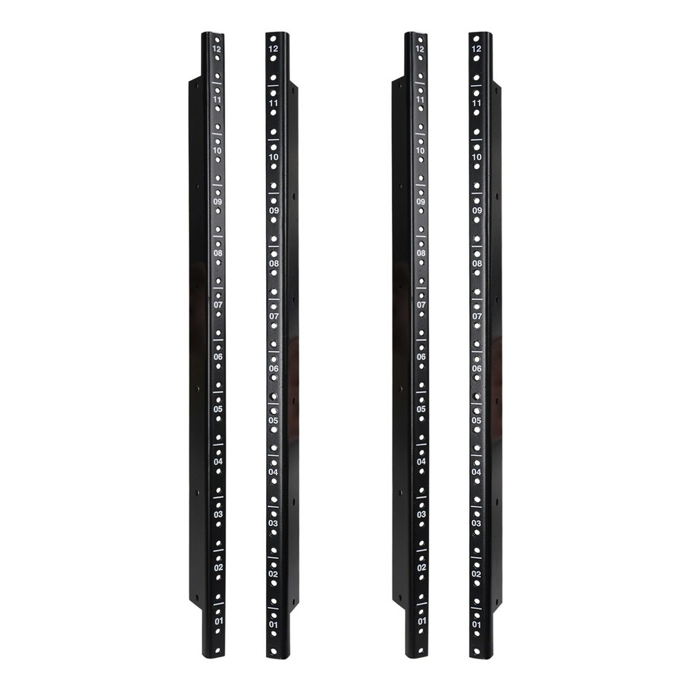Sound Town 4-pack 12U Steel Rack Rails, Black Powder Finish (ST-RR-12UX2)