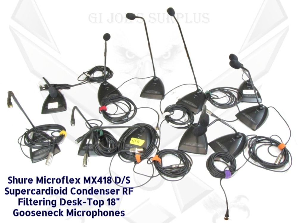 Used Shure MX418D/S Microflex SuperCardioid 18″ Gooseneck Microphones