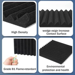Noise Reducing 100 Pack Acoustic Foam Panels, Adhesive Backed – 12×12 Inches