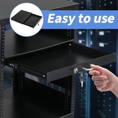 19 Inch Rack Mount 1U Steel Plate DJ Drawer Equipment Cabinet Lockable w/key