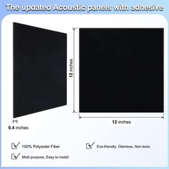 18 Pack Black Acoustic Panels 12″X12″X 0.4″Sound Absorbing Panel Wall Decorat…