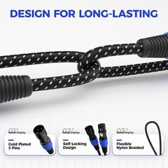 Premium 2 Pack 50FT XLR Microphone Cable, Noise Free and Long-Lasting Nylon B…
