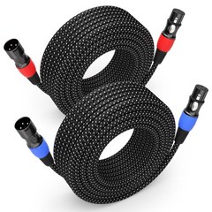 Premium 2 Pack 50FT XLR Microphone Cable, Noise Free and Long-Lasting Nylon B…