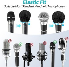 Disposable Microphone Covers 100PCS Black Non-Woven Mic Windscreen Caps Bulk for
