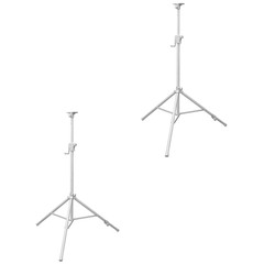 2x Odyssey 8.5′ White Single Adjustable Leg Tripod Stands with Height Adjustable