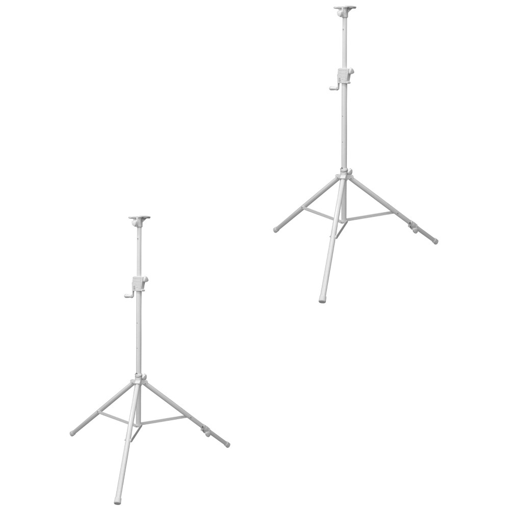 2x Odyssey 8.5′ White Single Adjustable Leg Tripod Stands with Height Adjustable