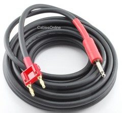 12ft Dual Banana Plug to 1/4″ TS Male Pro Audio 14awg Speaker Cable, A6-SB412