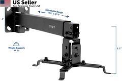 VIVO Universal Adjustable Wall Ceiling Projector Mount Bracket, Black