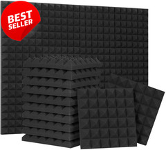 Acoustic Foam Panels 24Pack 12x12x2 Pyramid High-Density Fire Resistant US