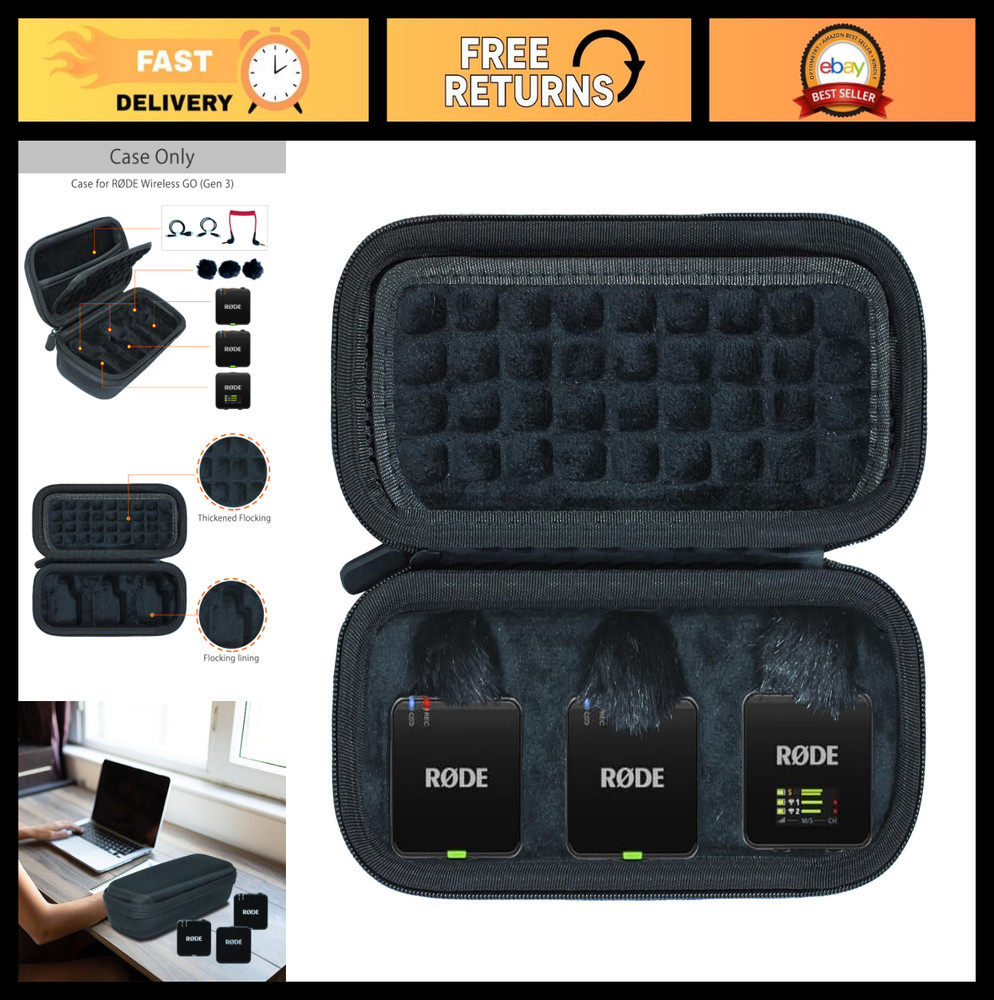 Compact Case for Wireless GO Gen 3/II Microphone – Protective Storage Bag, Black