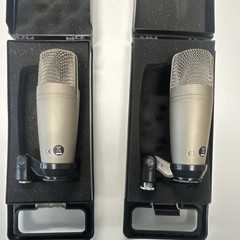 Behringer C-1 Studio Condenser Microphone Lot of 2 Cardioid XLR Silver w/Cases