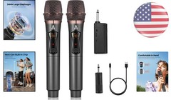 Dual Handheld Wireless Microphones – 200ft Range, Perfect for Weddings & Parties