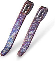 2PCS Flamed Titanium Pocket Clips, NO Screws Included, 50MM 55MM Clip NEW